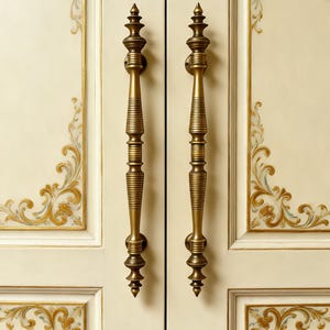 Handmade Antique Brass Door Handles Solid Brass Entryway Pulls 20 Inch