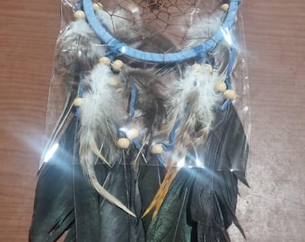 Handmade 12cm Dreamcatcher: Boho Wall Hanging with Natural Feathers
