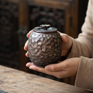 Bote de cerámica para té, tarro hermético de gres para café y hierbas.
