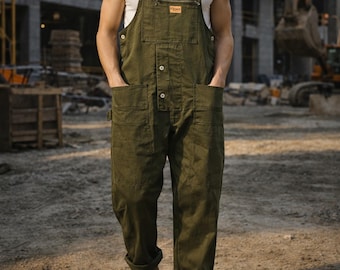 Herren Canvas Multi-Pocket Cargo Overall Retro Baggy Workwear Latz Overall Hose