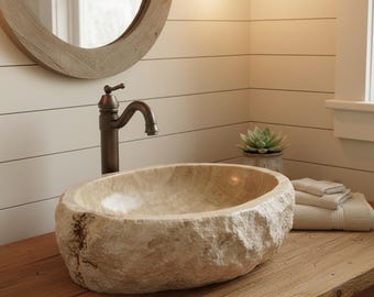 Lavabo de piedra de ónix natural, minimalista, rústico, de lujo, orgánico
