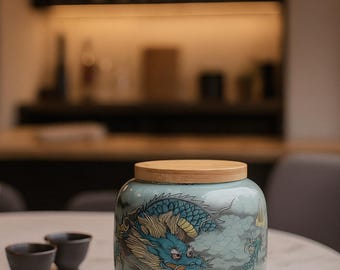 Handmade Ceramic Tea Caddy | Bamboo Lid Porcelain Jar