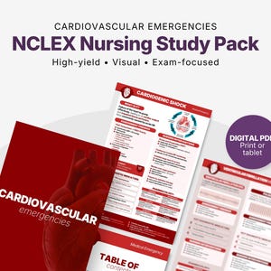Cardiovascular Emergencies NCLEX Study Sheets | Cardiac Nursing Cheat Sheets PDF