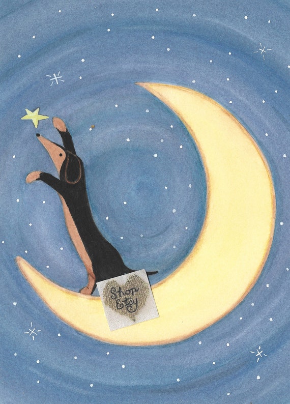Black And Tan Dachshund Doxie Reaching For The Stars Lynch Etsy