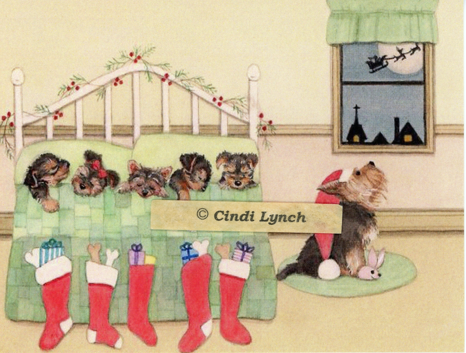 Christmas Cards Yorkshire Terrier yorkie Family Keeping Eye Etsy