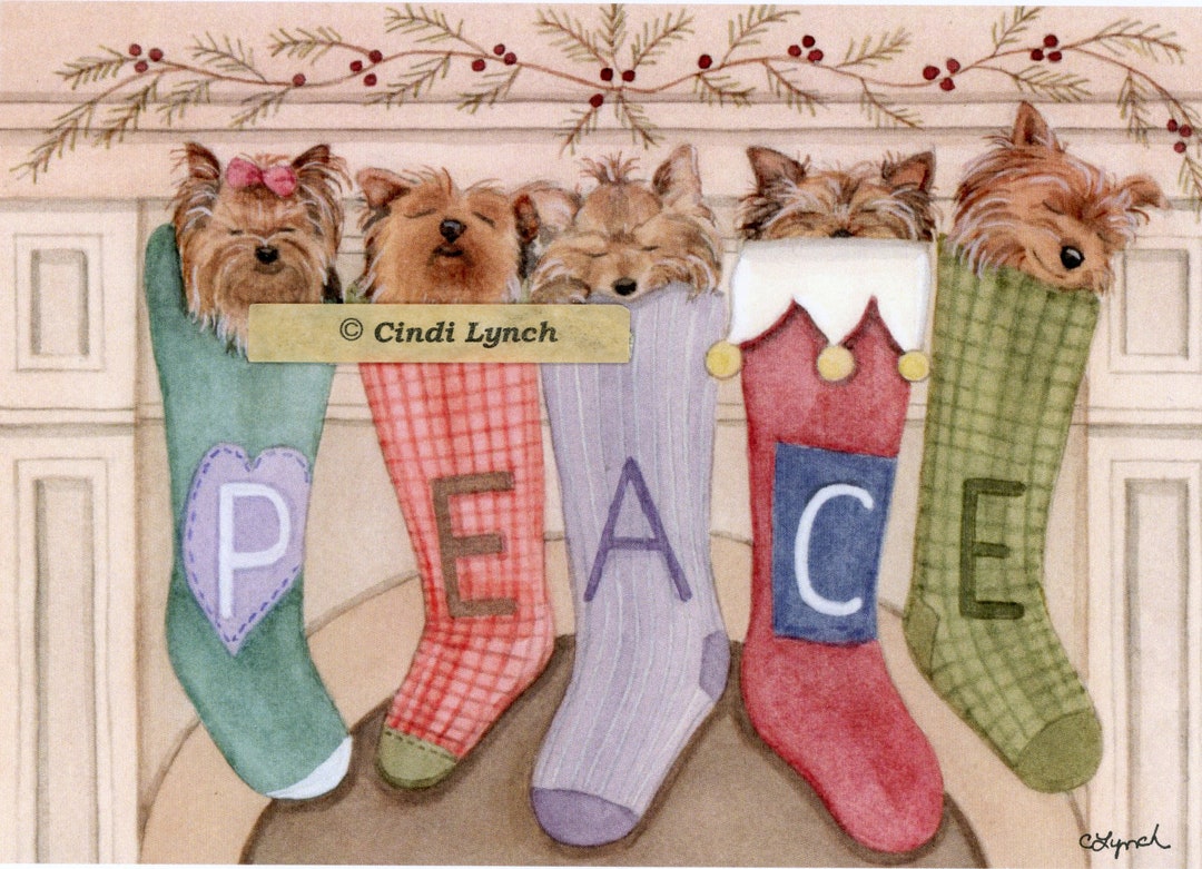 Christmas Cards Yorkshire Terriers yorkies Hung by the Etsy