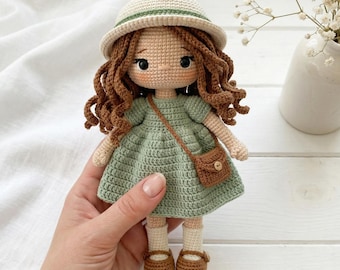Crochet Doll Pattern Amigurumi Girl PDF Download Dress Hat Toy