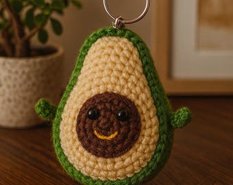 Crochet Avocado Keychain Pattern PDF • Cute Amigurumi Avocado Tutorial • Mini Fruit Toy Pattern • Easy Beginner Crochet Instructions