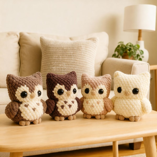 Patrón de búho amigurumi de ganchillo • Pájaro de peluche (Descarga PDF)