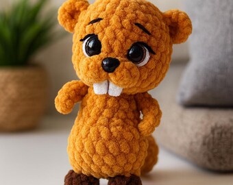 Wzór na szydełkowanie miniaturowego bobra amigurumi: pluszowa zabawka 5 cm (PDF)