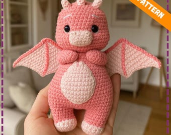 ピンク ドラゴン型 あみぐるみ ピンクのかぎ針編みドラゴンのあみぐるみパターン｜ステップバイ