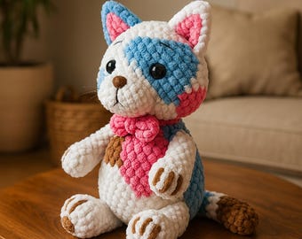 Crochet Cat Pattern PDF • Plush Amigurumi Cat Tutorial • Colorful Kitten Toy Pattern • Beginner-Friendly Crochet Instructions