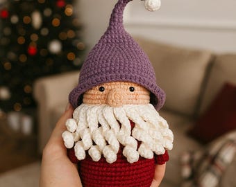 Crochet Gnome Amigurumi Pattern PDF • Christmas Gnome Pattern • Holiday Santa Gnome Tutorial