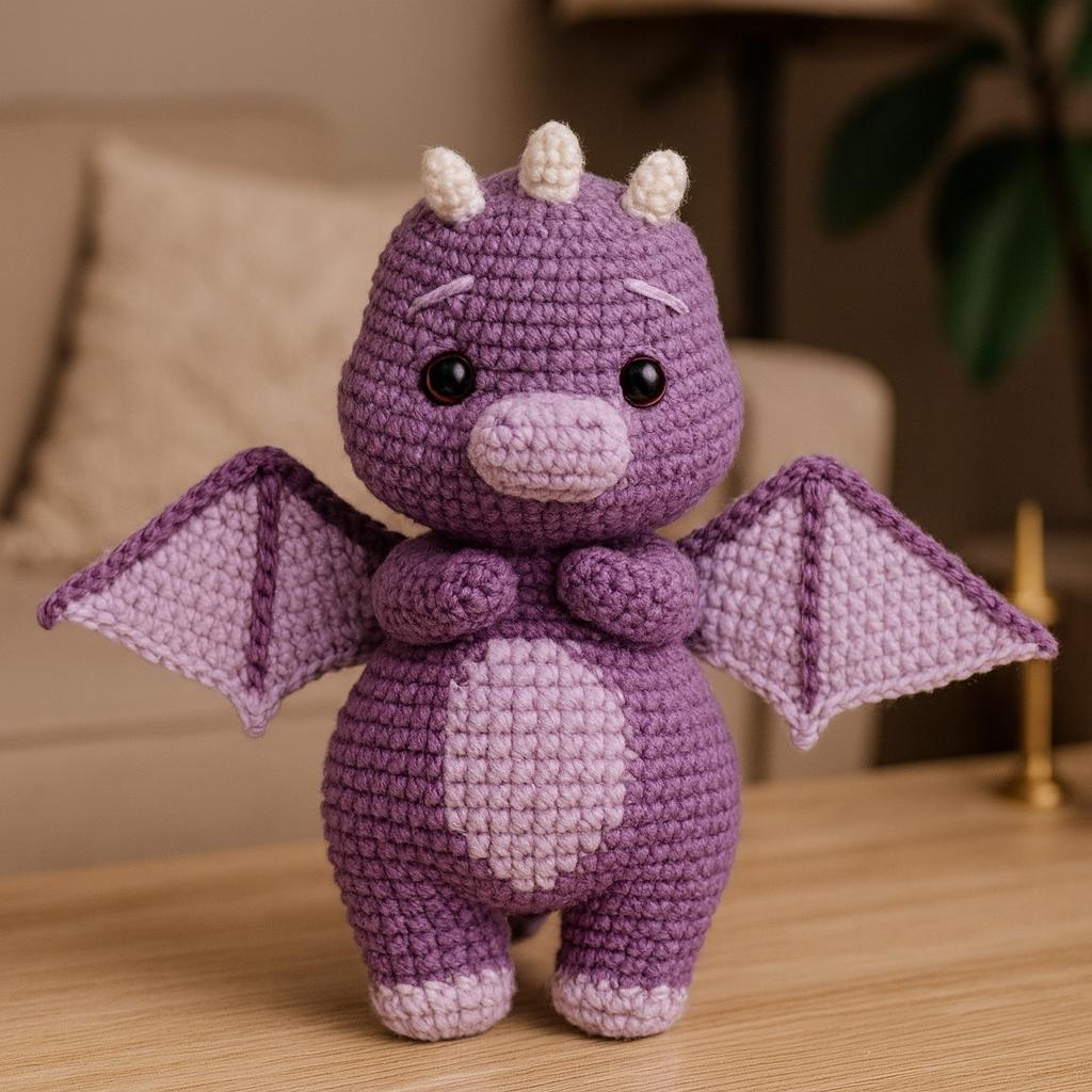 かぎ針編みのあみぐるみ「ピンクドラゴン」のパターン：初心者向け