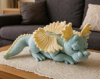 Crochet Dragon Amigurumi Pattern: Sleeping Plush Toy (PDF Download)
