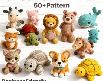 50+ Crochet Animal Patterns Bundle • Amigurumi PDF Tutorials • Beginner Friendly Plush Toy Collection