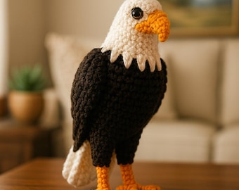 Wzór szydełkowy na orła bielika amigurumi • Pluszowy ptak patriotyczny (wzór w formacie PDF)
