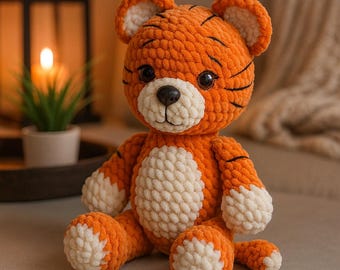 Plush Amigurumi Tiger Crochet Pattern • Beginner Friendly (PDF)