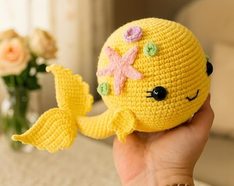 Gelber Wal Amigurumi Häkelanleitung • Meerestier Plüsch (PDF)