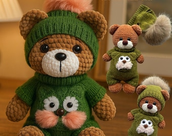 Crochet Teddy Bear Pattern: Amigurumi Plush Toy with Clothes (PDF)