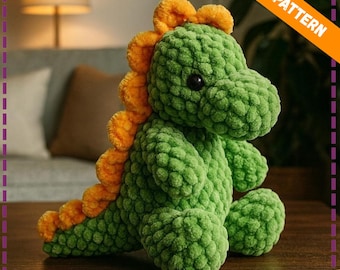 Crochet Dinosaur Plush Pattern: Amigurumi Dino Toy (PDF)