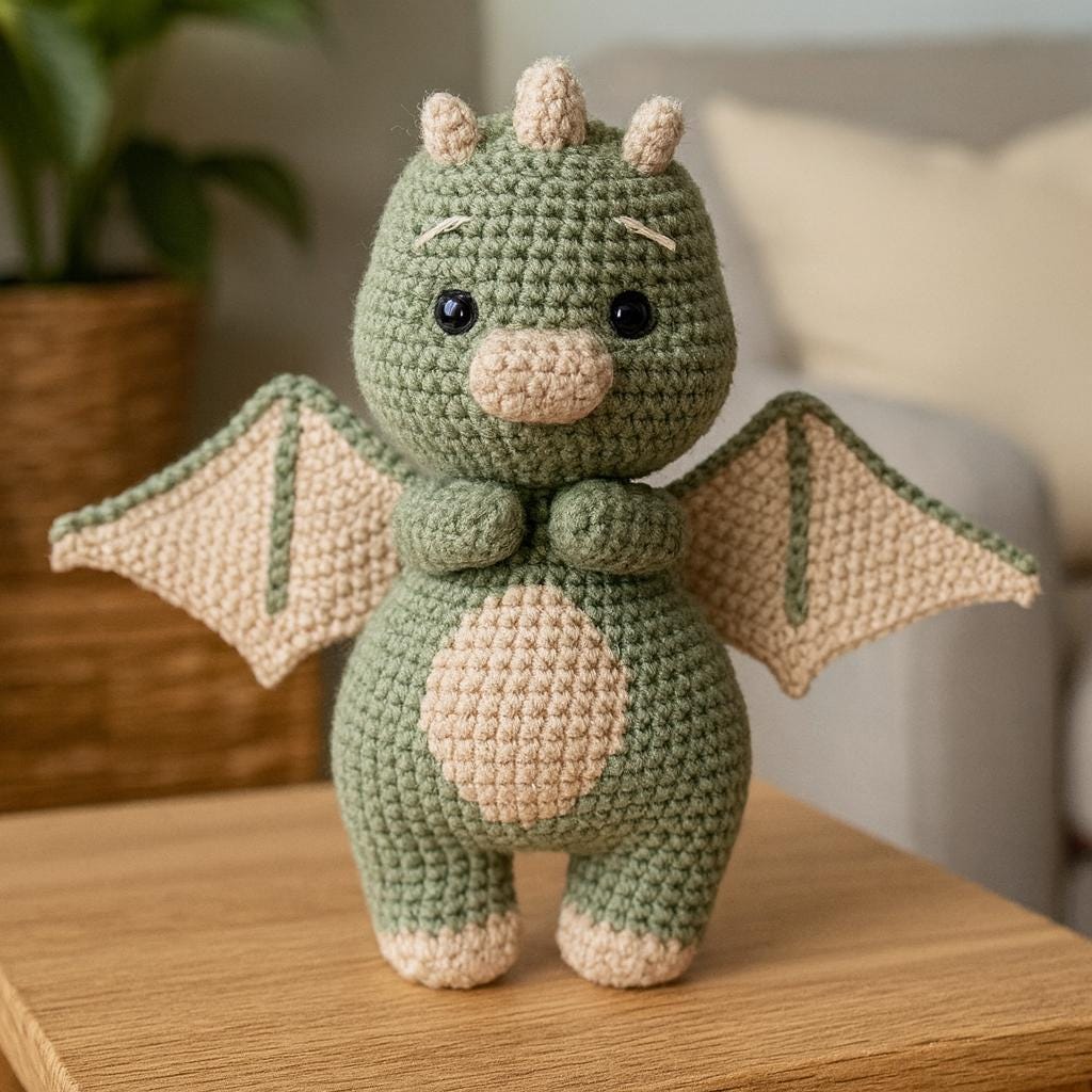 かぎ針編みのあみぐるみ「ピンクドラゴン」のパターン：初心者向け