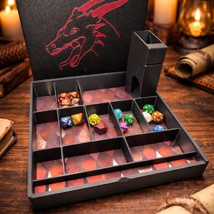 TTRPG Würfel-Aufbewahrungsbox mit Würfelturm, Pathfinder, RPG, mehrere Größen - Kundenspezifische Aufträge willkommen