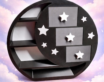 Crescent Moon Shelf with Drawers