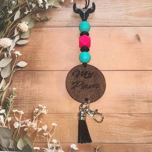 Aztec Cow Skull lanyard, badge holder, school id holder