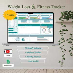 Weight Loss Tracker Spreadsheet: Fitness, Calorie & Body Measurement Log (Digital Download)
