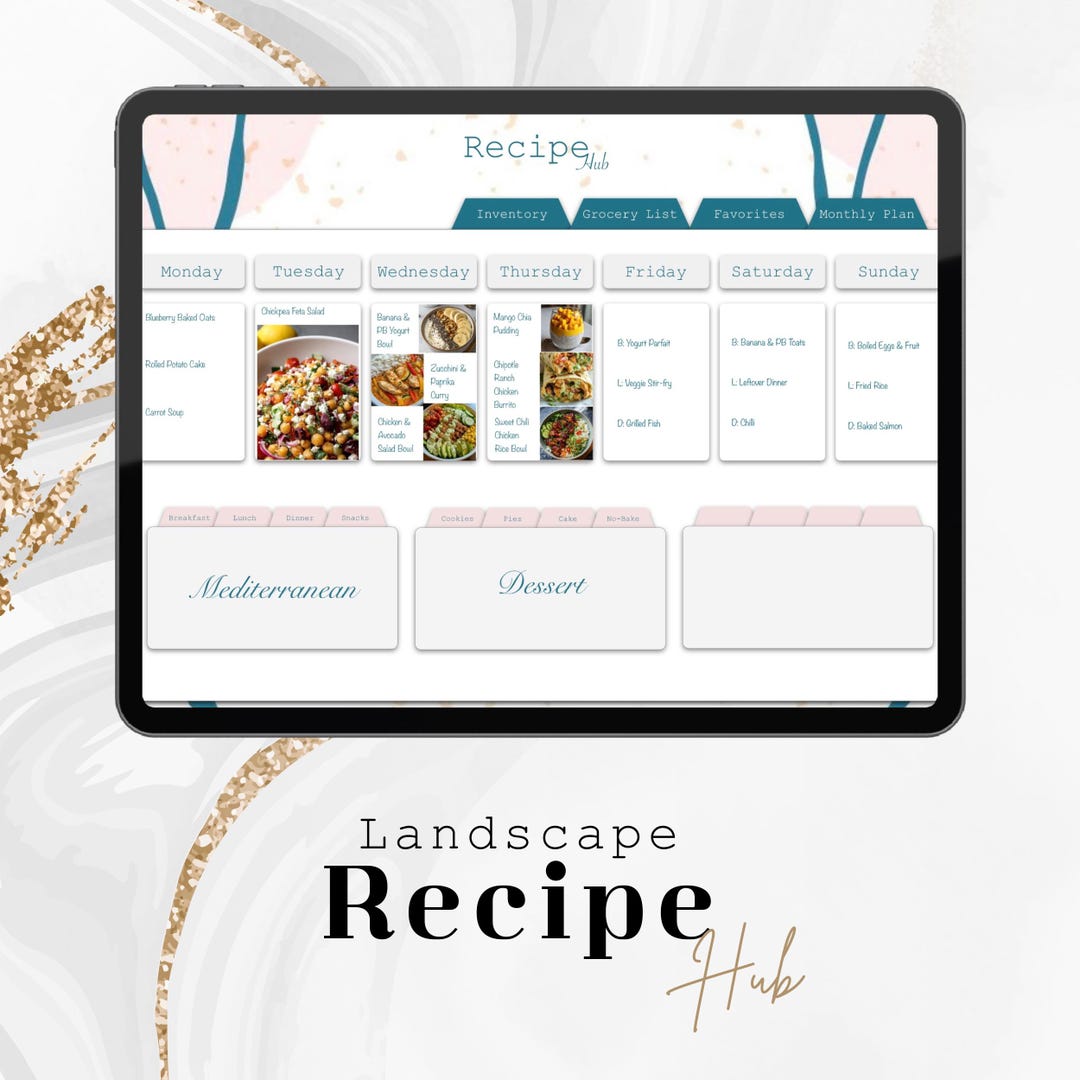 Digital Weekly Meal Planner: Goodnotes iPad Template | Landscape Recipe ...