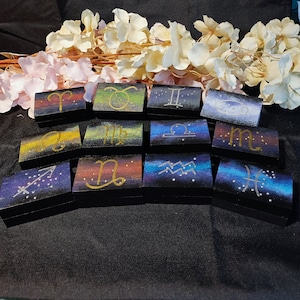 Petite boite à bijoux - Signes astro / Handpainting jewelry box - astro signs