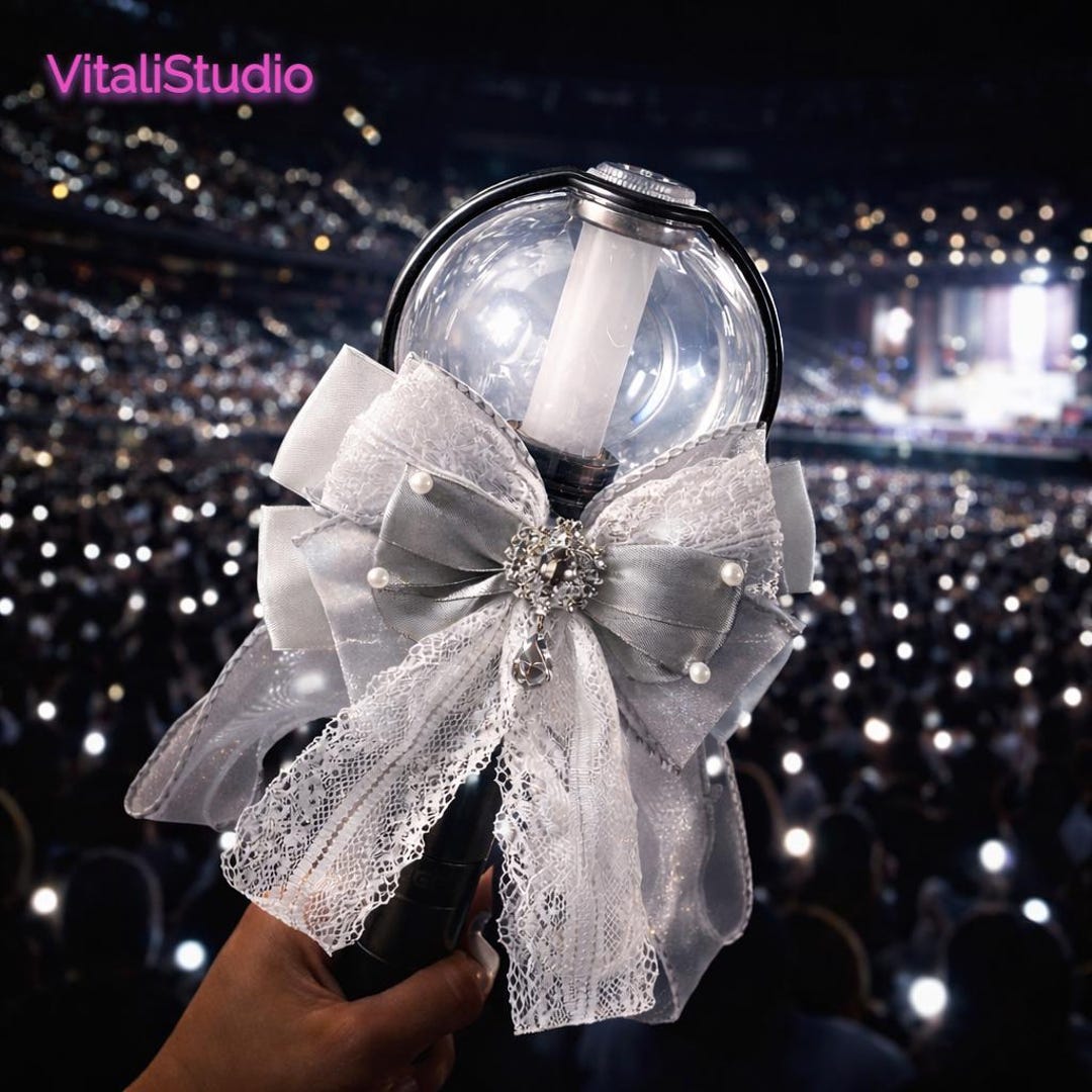 Concert Hand Ribbon Gray Lightstick Bow: Lace Ribbon, Kpop Concert Decor - Etsy