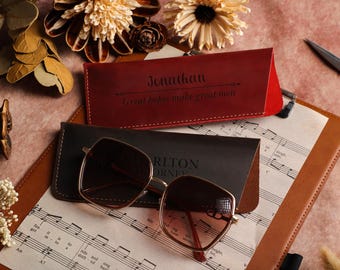 Personalized Leather Glasses Case,Custom Soft Eyeglasses Case,Sunglasses Cover,Glasses Sleeve,Best Man Gift,Gift for Dad,Gifts for Him/Her