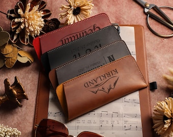 Personalized Leather Glasses Case,Custom Soft Eyeglasses Case,Sunglasses Cover,Glasses Sleeve,Best Man Gift,Gift for Dad,Gifts for Him/Her