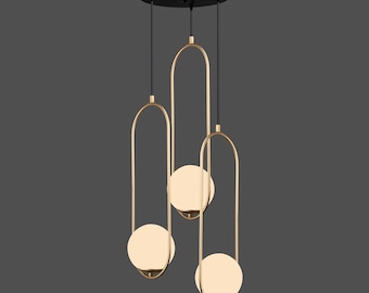 Nordic Style Ellipse Shape Modern Globe Pendant Light, Staircase Lighting Fixture, Multi-Light Pendant, CUSTOM Chandelier for  Stairwell