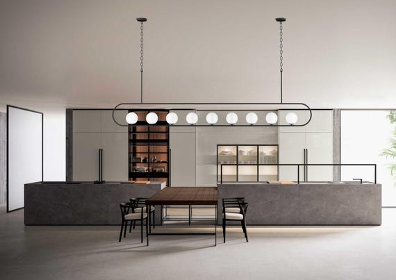 XXL Black Globe Pendant Light: Modern Kitchen Island Chandelier