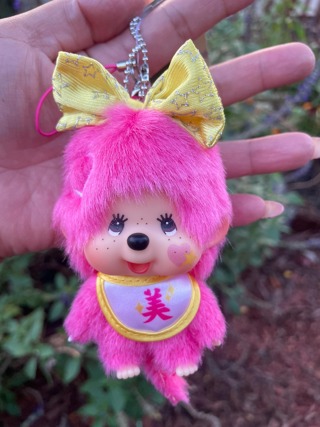 Monchhichi Pink Heart Keychain - Etsy