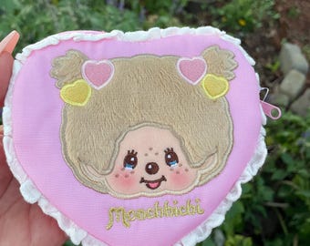 Monchhichi 50th Anniversary Happy Angel Zipper Heart Bag