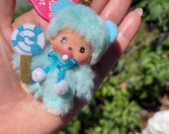 【Monchhichi】Babychichi Bighead SS Boy Key Chain Blue Monchhichi Bebichhichi SS Size Big Head Plush Mascot