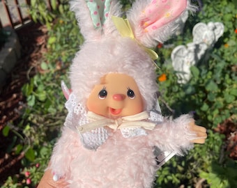 【Monchhichi】Babychichi Bighead SS Girl Key Chain Pink Sekiguchi HAPPY COLOR Plush doll Keychain Bebichhichi Girl