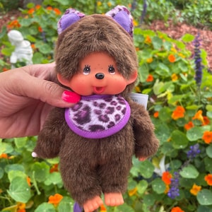 Purple Cat Ear Monchhichi keychain