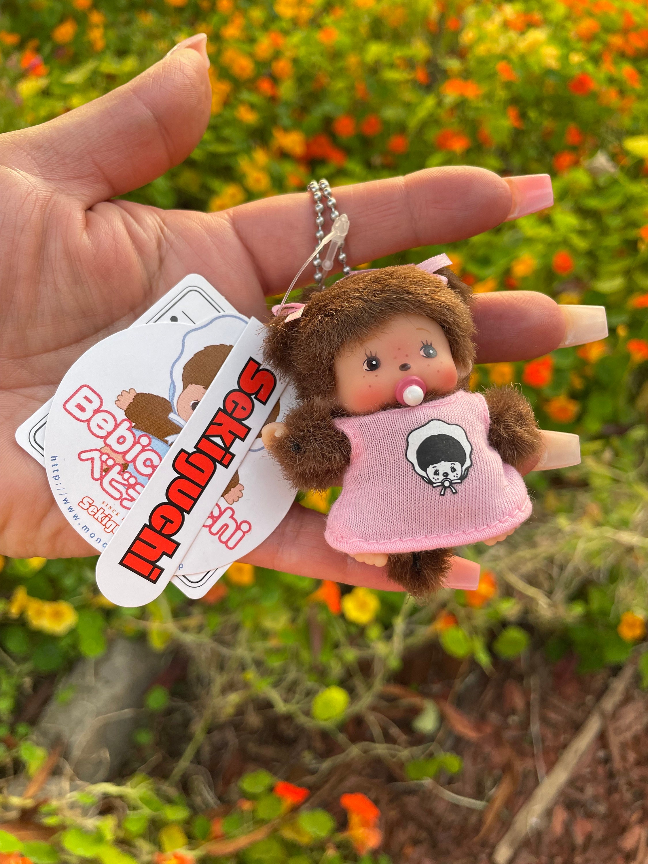 Monchhichi Bebichhichi Keychain Ball Chain Pink Girl LAST