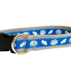 Dog Collar - Blue and Silver Extra Large All Breeds - &#39;Blue Shells&#39;