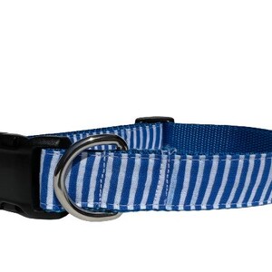 Dog Collar LARGE - Blue and White Stripe Large All Breeds - &#39;Royal Blue Stripes&#39;