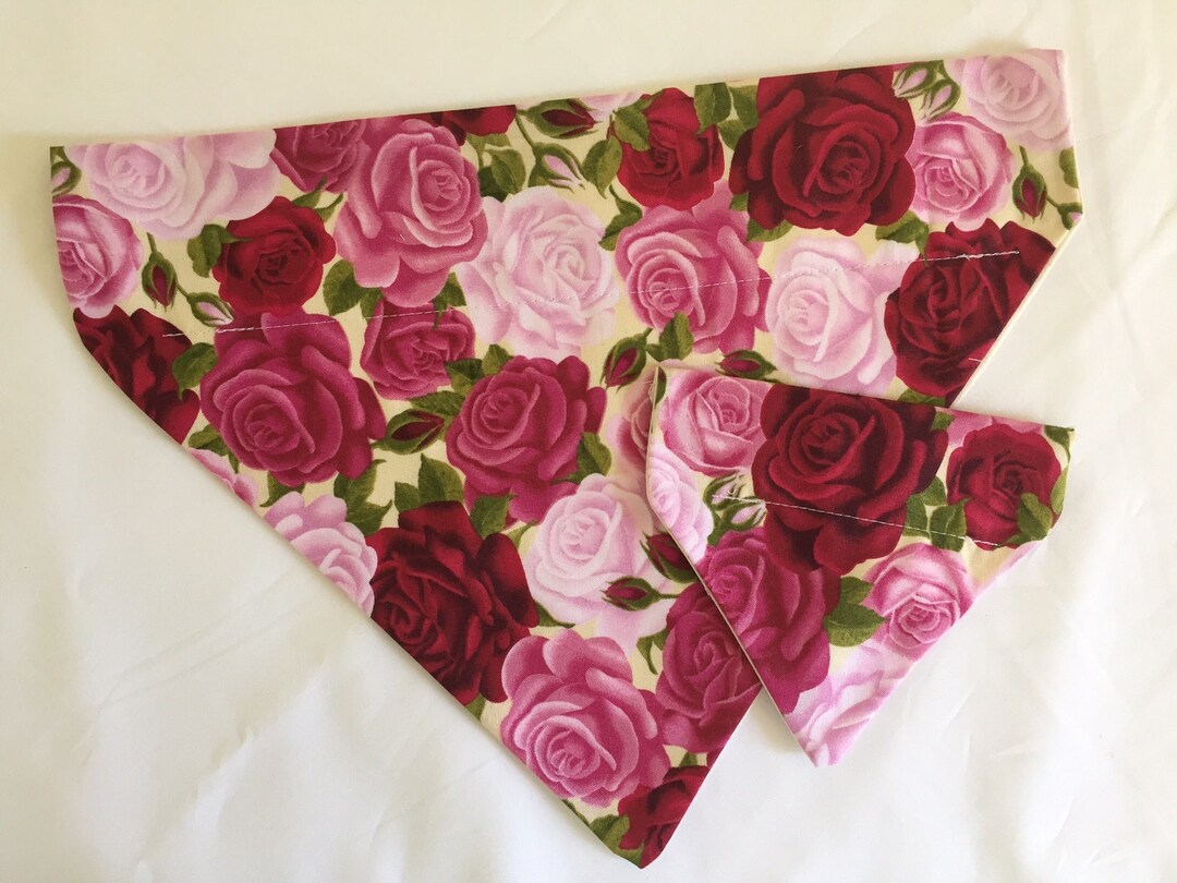 Slideon Dog Bandana Red and Pink Roses Print Dog Bandana Etsy