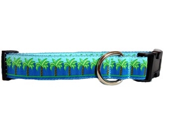 Stort "The Blue Palm" Couture hundhalsband