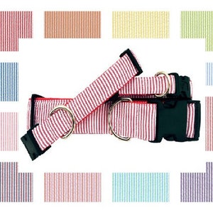 Dog Collar Choose Your Seersucker Stripe Small & Large Sizes All Breeds - 'Seersucker Dog Collar'