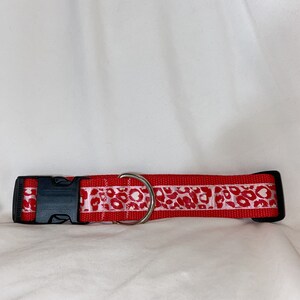 Dog Collar - Red and White Extra Large All Breeds - 'Animal Print’