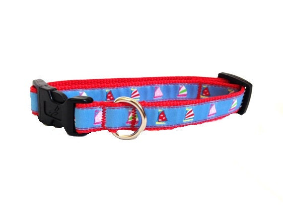 Dog Collar Blue and Red Large All Breeds 'pacific Blue | Etsy